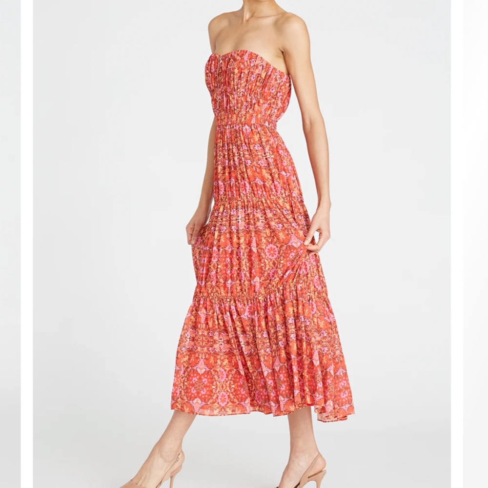 AMUR Mariana Strapless Dress NWT Size 2 Rosewood Paisley